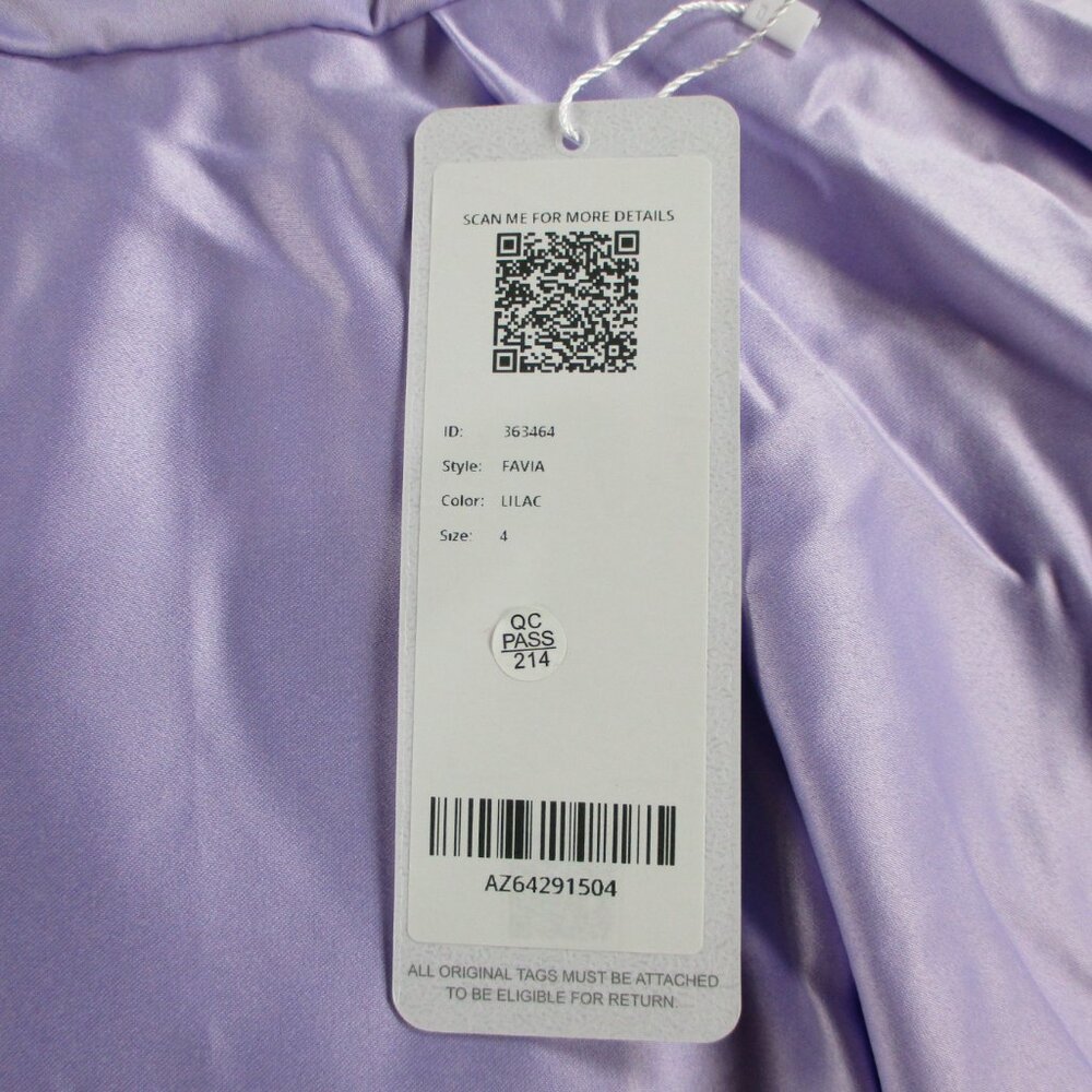 Azazie Favia Lilac A Line Dress Girls 4 Off the Shoulder Matte Satin Flower Girl - Picture 4 of 9
